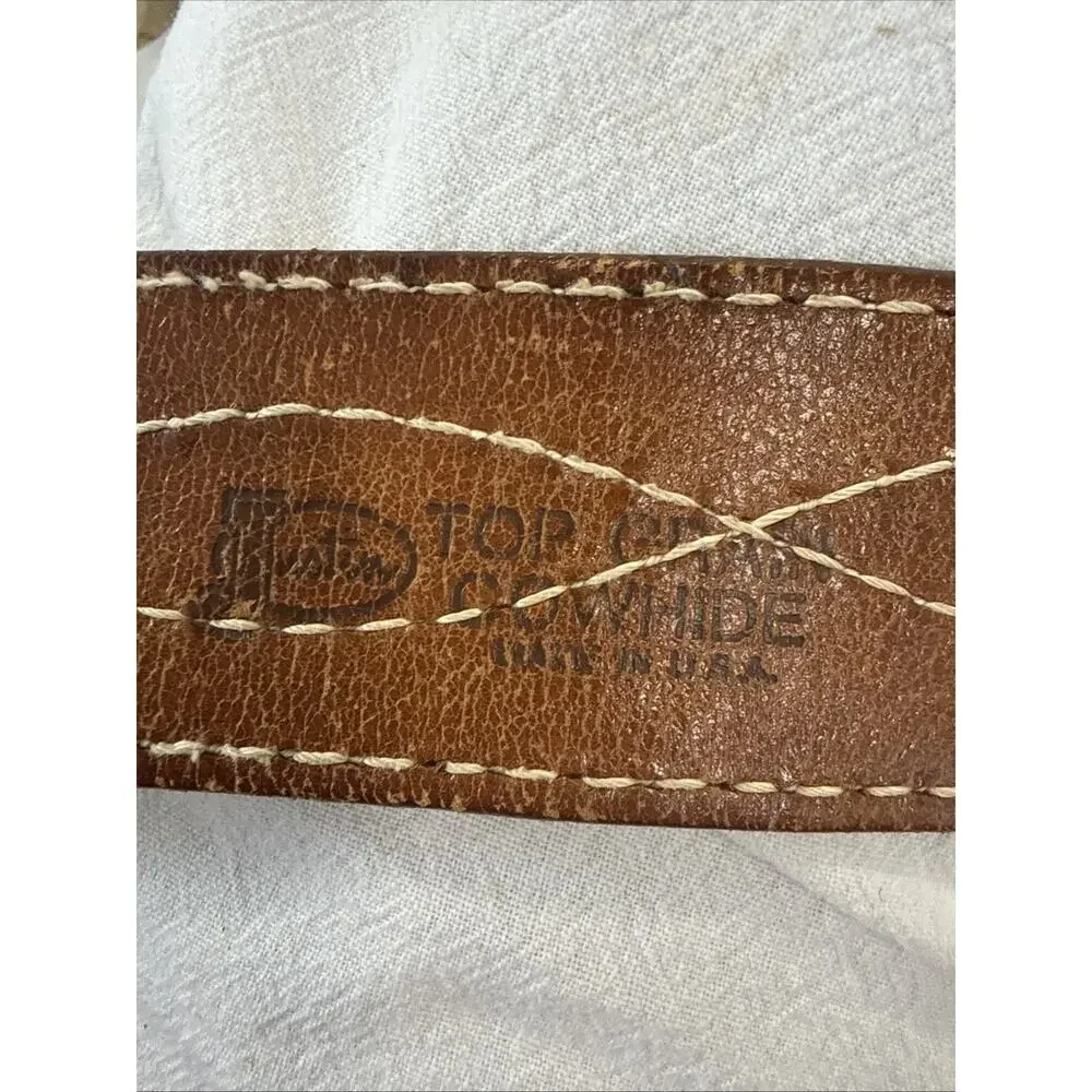 Vintage Justin 611N Leather Ranger Belt Gunslinger Figure 8 Stitch Roughout 38